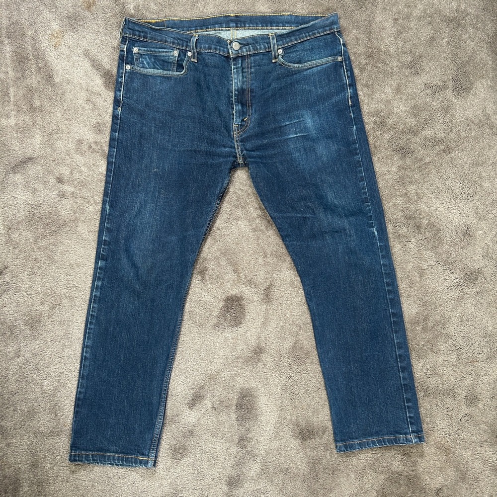 Levi's 502 Taper Jeans Mens‎ 38x30 Blue Solid Dark Wash Stretch Denim Pants